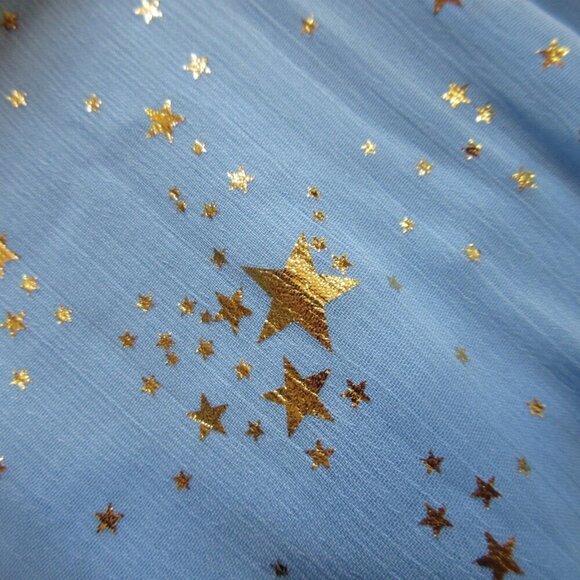 NWT Ivy City Co Starry Nights Midi Baby Blue Gold Smocked Puff Sleeve Dress 5X - Picture 5 of 5